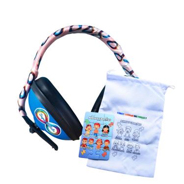 Imagem de Abafador de Ruido Para Autistas Rosa + Quebra-cabeça e Saquinho para colorir