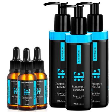 Imagem de Kit 03 Óleo Para Barba Goot + 03 Shampoo Barba Goot Embaixador 200Ml