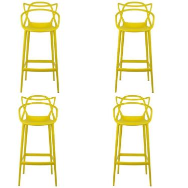 Imagem de Kit 4 Banqueta Aviv Allegra Solna Fratini 109 Cm (altura) Polipropileno Cor Amarelo