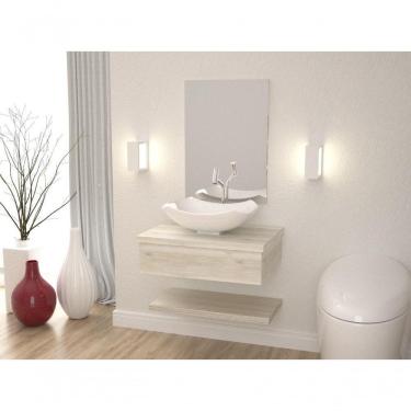 Imagem de Conjunto Bancada C-cuba L42 E Prateleira Metrópole 605 Preto ônix Snow