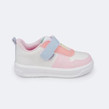 Imagem de Tênis Infantil Feminino Pampili Up Recortes Colorido Casual, Branco, C