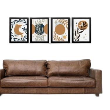 Imagem de Kit 4 Quadros Luas Escandinavas Boho 33X24Cm - Com Vidro