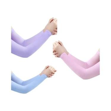 Imagem de Luvas Longas De Seda Gelada Com Proteção UV E Punho Antiderrapante Par