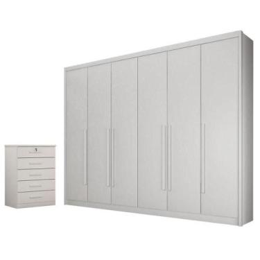 Imagem de Guarda Roupa Casal Bragança E Gaveteiro Suiça Neve - Novo Horizonte - 