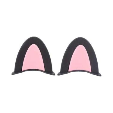 Imagem de Adesivo De Capacete De Moto Com Orelhas De Gato Fofas 2 Peças Decoraçã