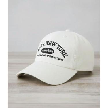 Imagem de Boné NY New York Beisebol American Aba Curva Unissex Bordado, Branco