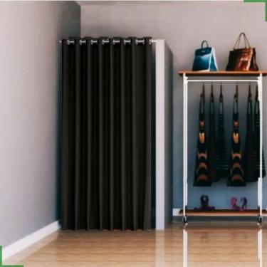 Imagem de cortina provador de loja em tecido blackout preto 1,40x2,50 - BF confe