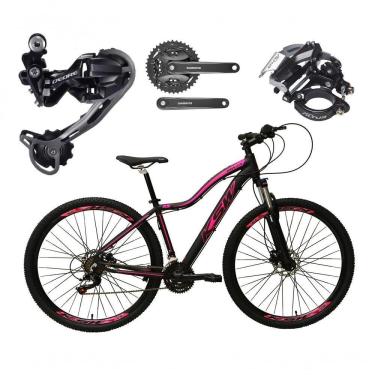 Imagem de Bicicleta Aro 29 Ksw Mwza Feminina Câmbio Deore E Altus 27v F/hidráulicos Garfo Trava - Preto/rosa Tam.17