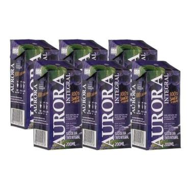 Imagem de Kit 6 Suco De Uva Aurora Tinto Integral Tetra Pak 200Ml