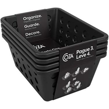 Imagem de Kit Cestas Organizadoras Pequenas 1,2 Litros Linha One Coza, Preto