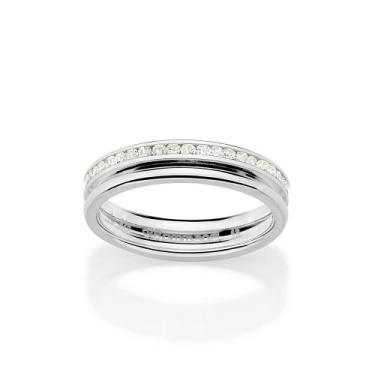 Imagem de Aliança com Friso com Zircônias Prata 925 Rommanel 810393 Tamanho:14Co