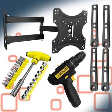 Imagem de Suporte Articulado TV 14 a 55 Polegadas + Jogo de Chave 24 Peças + Par