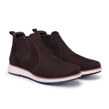 Imagem de Bota Chelsea Sport de Couro com Sola de EVA Extremo Conforto Modelo 104 Nobuck Cafe-Mas...