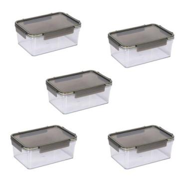 Imagem de Kit 5 Pote Organizador de Alimentos Hermético 1,6 L C/ Tampa - Mor