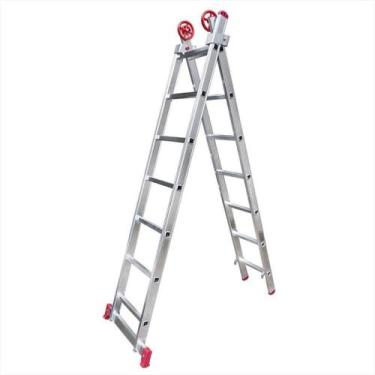 Imagem de Escada Extensiva de Alumínio 7 x 2 Degraus 2,12 x 3,32 Metros ESC0616 