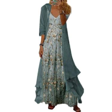 Imagem de Conjunto de duas peças Maxi Dress Akivide com estampa floral para mulh