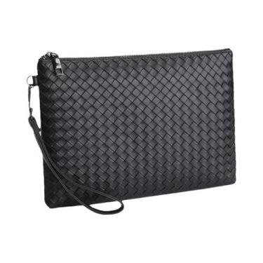 Imagem de Bolsa Clutch Masculina De Couro Macio Artesanal De Grande Capacidade, 