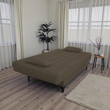 Imagem de Sofá Bicama Casal 2 Lugares Lais Suede 1,80m Marrom - Horizonte Móveis