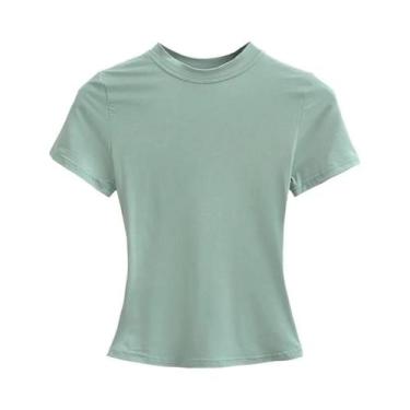Imagem de Camiseta Casual Feminina Slim Fit De Manga Curta, Tendência De Moda, T