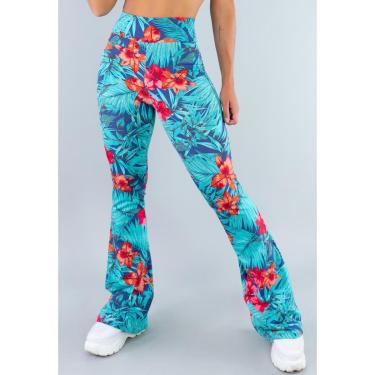 Imagem de Calça Feminina Flare Estampada Pantalona Cintura Alta Mvb Modas-Feminino