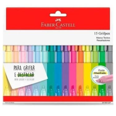 Imagem de Kit Caneta Marca Texto Grifpen Faber Castell Estojo 15 cores