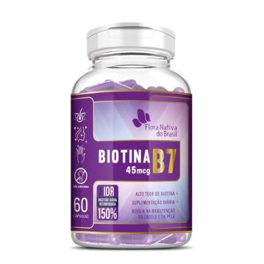 Imagem de Biotina Vitamina B7 45mcg 150%idr 60 Cápsulas - Flora Nativa-Unissex
