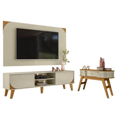 Imagem de Rack Bancada E Painel Para Tv Duna Com Aparador Estoril Cumaru Opala - Madetec