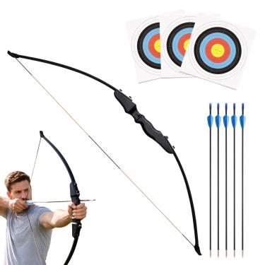 Imagem de Arco E Flecha Recurvo Profissional 40lbs Preto + 5 Flechas Orientação Da Mão Destro