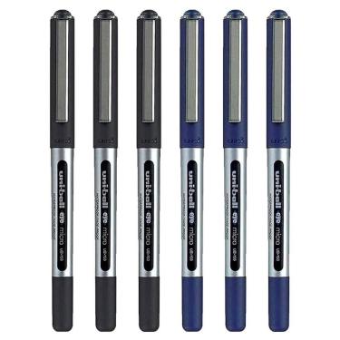 Imagem de Caneta de tinta gel Uni-ball  Eye Micro Ub-150 – 0,5 mm – Pacote com 6 – 3 pretas, 3 azuis