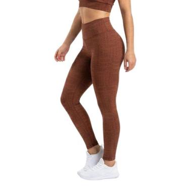 Imagem de Calça Legging Fitness Academia Jacquard Textura Marrom - Sallada Mista