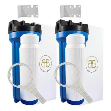 Imagem de Kit 2 Filtro Agua 9 3/4 Pou 2 Granulado Elimina 100% Cloro Azul Sem Vo