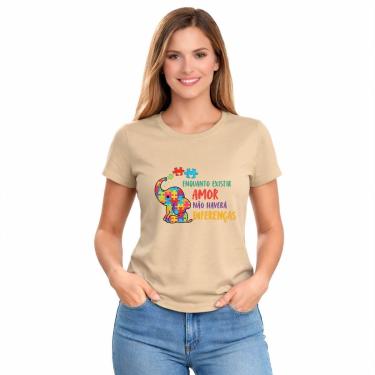 Imagem de Camiseta Feminina Inclusão Autismo Amor Não Há Diferenças Estampa Colorida-Feminino