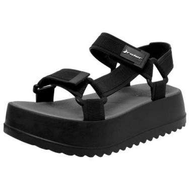 Imagem de Sandalia Feminina Flatform Conforto Free Style Hi Rider, Preto, Cinza,