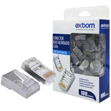 Imagem de Conector RJ45 CAT6 Blindado em Metal 8P8C Suporta Gigabit Ethernet Cx 