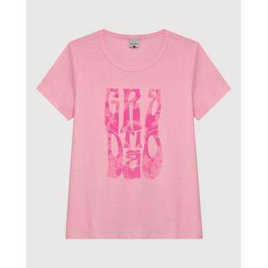 Imagem de Camiseta Feminina Manga Curta Estampa Frontal Em Malha Algodão - Malwe