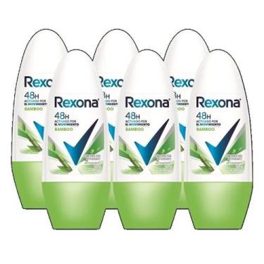 Imagem de kit 6 Desodorante Rollon Antitranspirante Rexona Bamboo 50ML