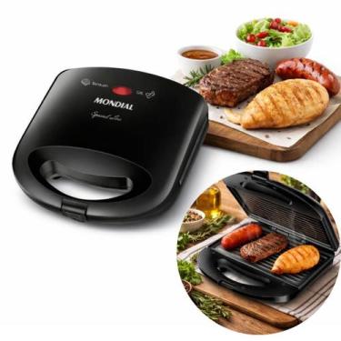 Imagem de Sanduicheira Grill Mondial 750W 2 em 1 com Aquecimento Duplo e Chapa A