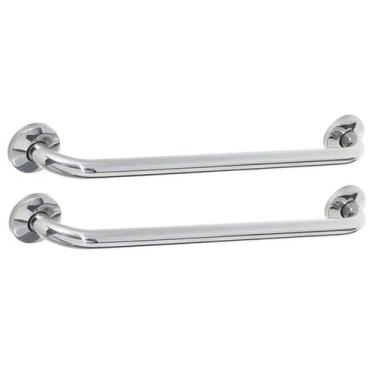 Imagem de Barra Alça Apoio Inox 80cm Suporte Anti Queda Kit 2 Uni Acessibilidade