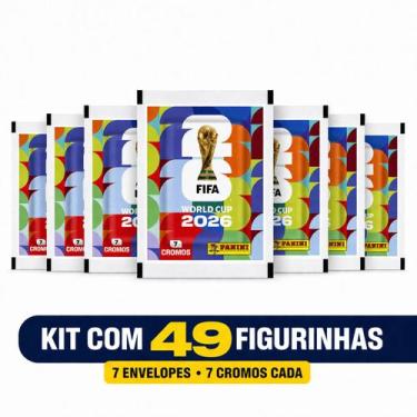 Imagem de Kit 7 Envelopes de Figurinha da Copa do Mundo 2026 Oficial (49 figurin
