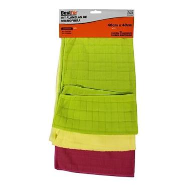 Imagem de Kit 3 Flanelas Panos de Microfibra Sortida 40x40 Bestfer