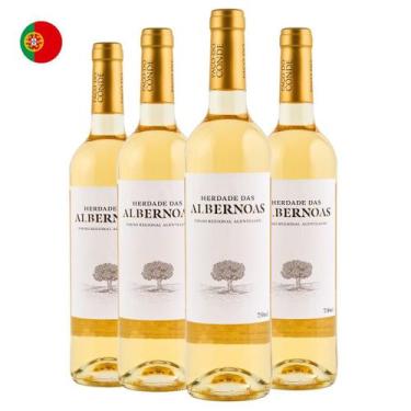 Imagem de Kit com 4 Vinhos Portugueses Branco Seco Herdade das Albernoas Paço do