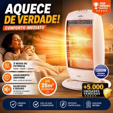 Imagem de Aquecedor Halógeno Britânia 1200W AB1200 3 Níveis Oscilante Aqueciment