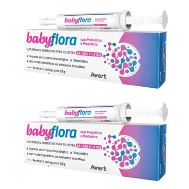 Imagem de Kit 2 Babyflora Suplemento Alimentar Cães Gatos Filhotes 10g - AVERT