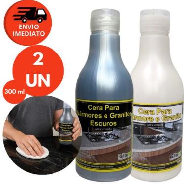 Imagem de Kit Cera Mármore E Granito Escuro E Claro Com Carnaúba 300ml Proteção 