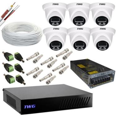 Imagem de Kit cftv 6 cameras dome 2mp 20m imagens noturnas coloridas dvr 8 canai