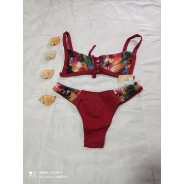 Imagem de Biquini Feminino Elegante - Ju moda praia , Vinho, M