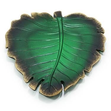 Imagem de Base Folha Costela de Adão Resina Decoração Mesa 30x27 Verde - M3 Deco