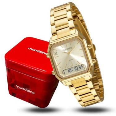 Imagem de Relógio Mondaine Feminino Quadrado Anadigi Dourado Original