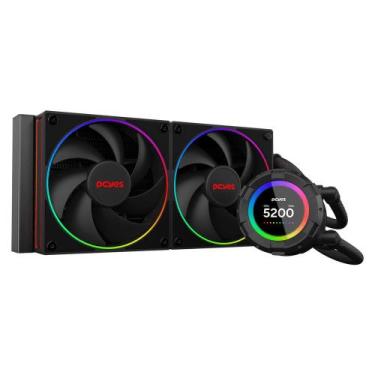 Imagem de Water Cooler PCYES Vision 240MM BLACK Vulcan - Tela LCD 2,1 - VS240BV