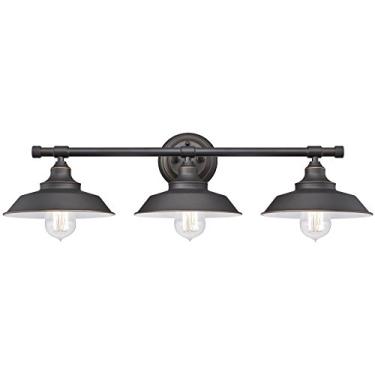 Imagem de Westinghouse Lighting 6343400 Luminária de parede interna com três luzes, acabamento com destaques e persianas metálicas, 3, bronze polido a óleo/branco